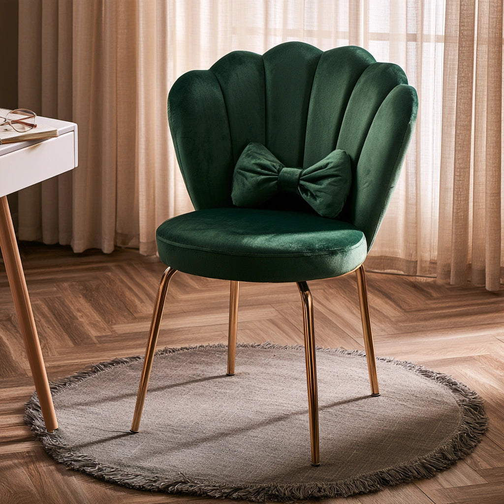 Moderner Akzentstuhl, aus Metall, Farbe: grün und gold
