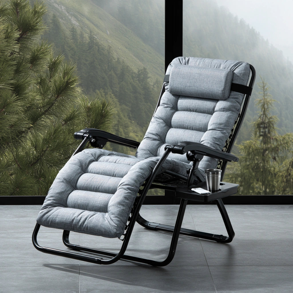 Zero-Gravity-Relaxsessel, mit Stoffbezug, Farbe: grau und schwarz