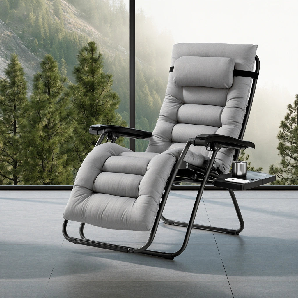 Zero-Gravity-Relaxsessel, mit Stoffbezug, Farbe: grau und schwarz