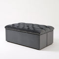 Gepolsterter Hocker mit Stauraum, mit Stoffbezug, Farbe: grau und weiß