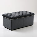 Gepolsterter Hocker mit Stauraum, mit Stoffbezug, Farbe: grau und weiß